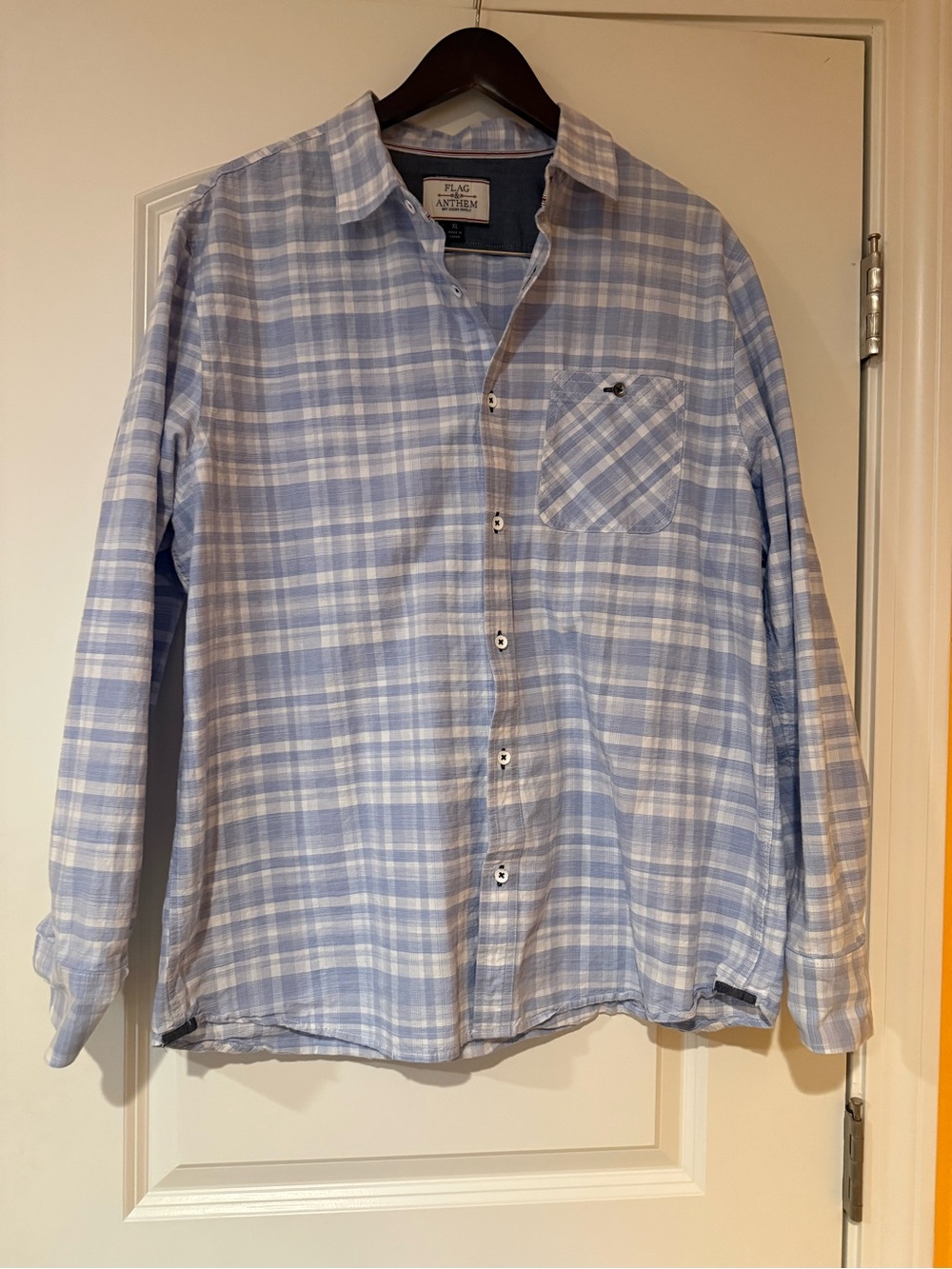 Flag & Anthem Men's Light Blue Plaid Button-Up Shirt - Like New - XL